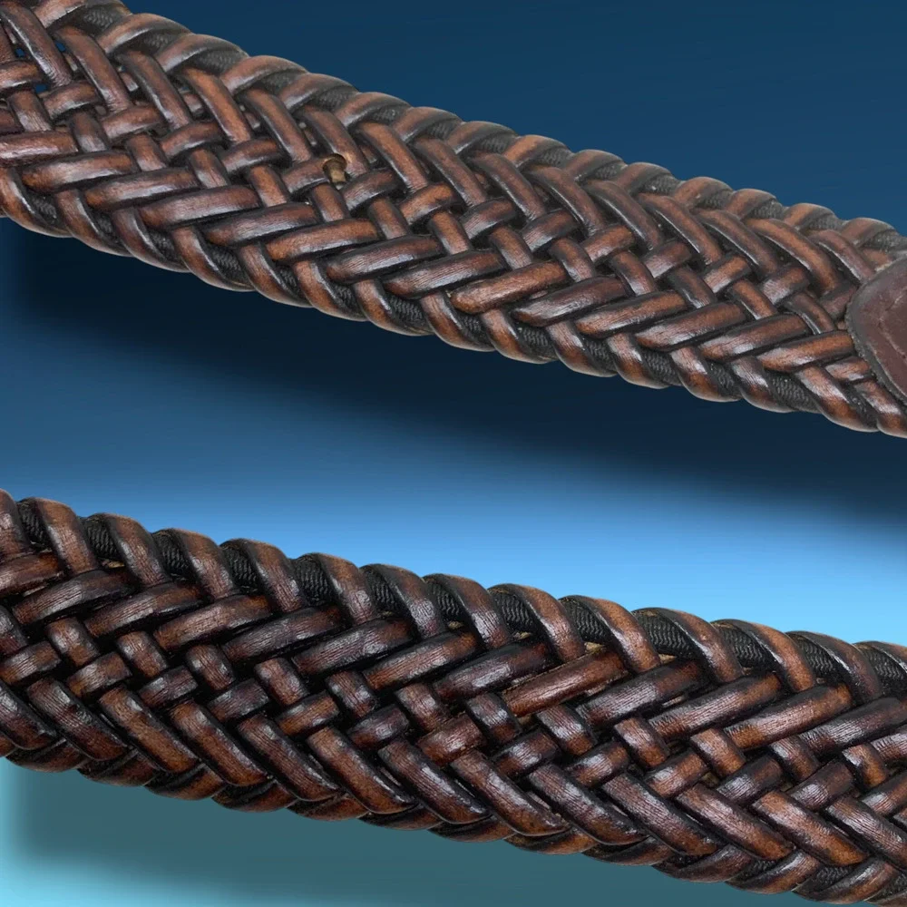 Brown Braided Leather/Bonded Leather Dress Belt Basketweave Men's Sz 50